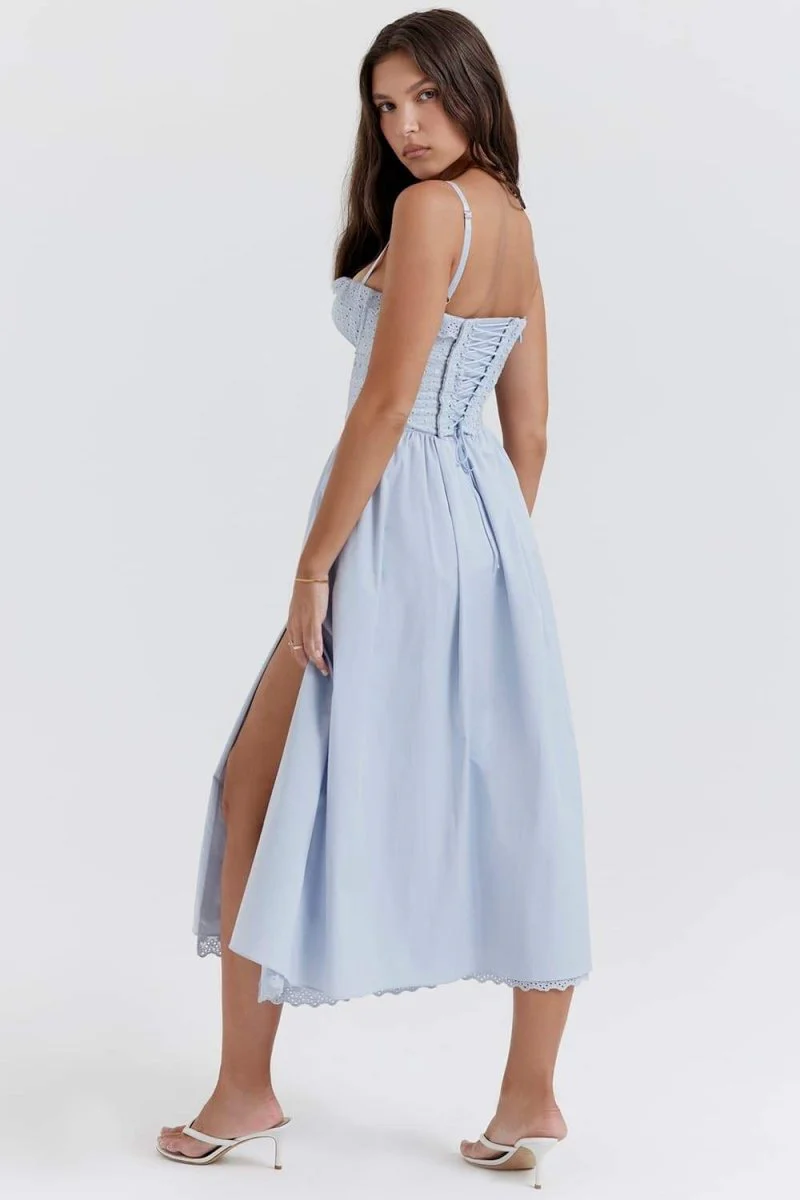 Clara® | Embroidered Lace Corset-Style Midi Dress - Image 2