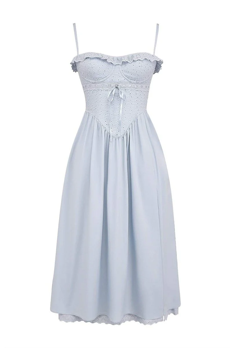 Clara® | Embroidered Lace Corset-Style Midi Dress - Image 5