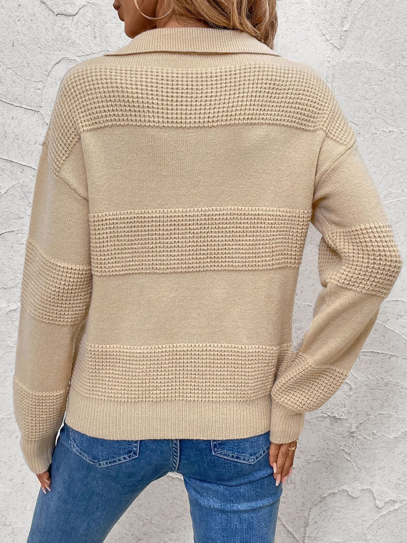 Clara | Perfee Johnny collar sweater with dropped shoulder - Image 2