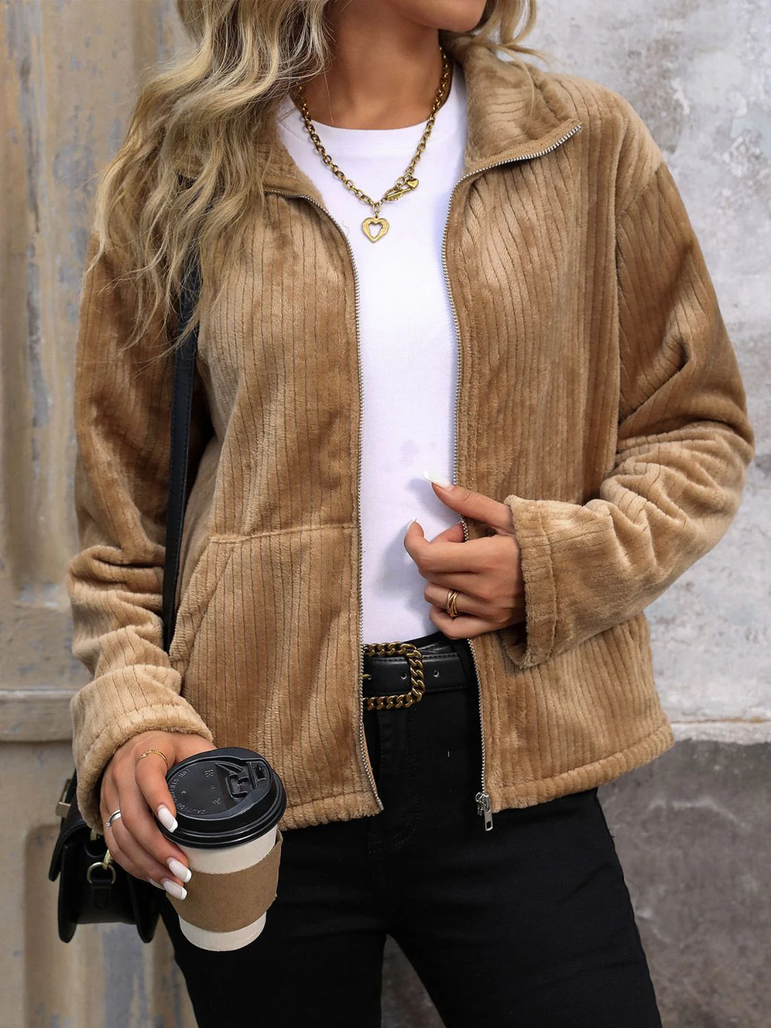 Claudette | Perfee long sleeve jacket with zip and collar collar - Image 5