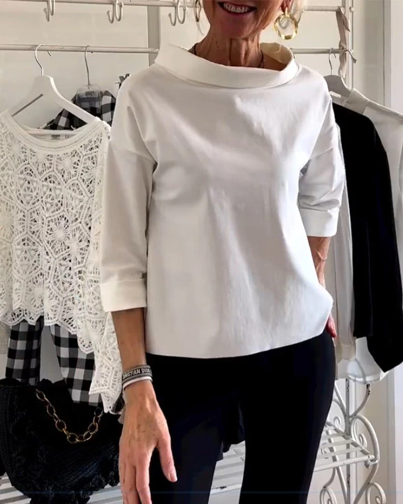 Claudia® | Elegant 3/4-sleeve blouse with boat neck for women