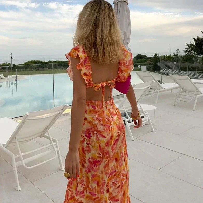 Claudia® | Fashionable Dress With Flowers In Orange - Image 2
