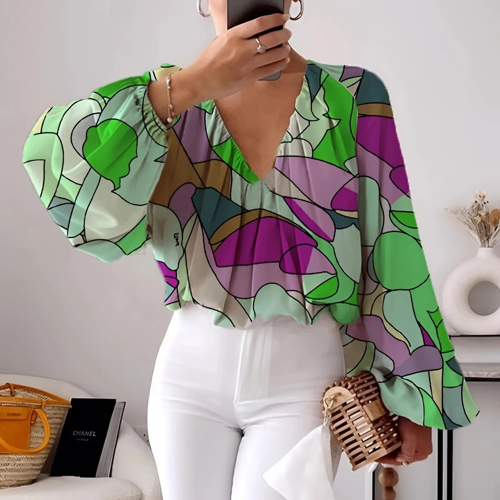 Clotilde® | Stylish Blouse With Geometric Print - Image 2