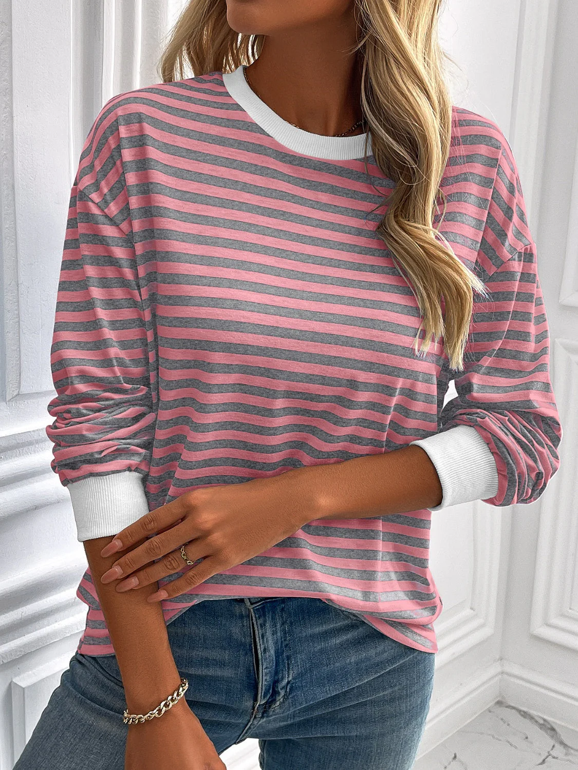 Constance | Ivy Lane striped long sleeve crew neck sweatshirt - Image 10