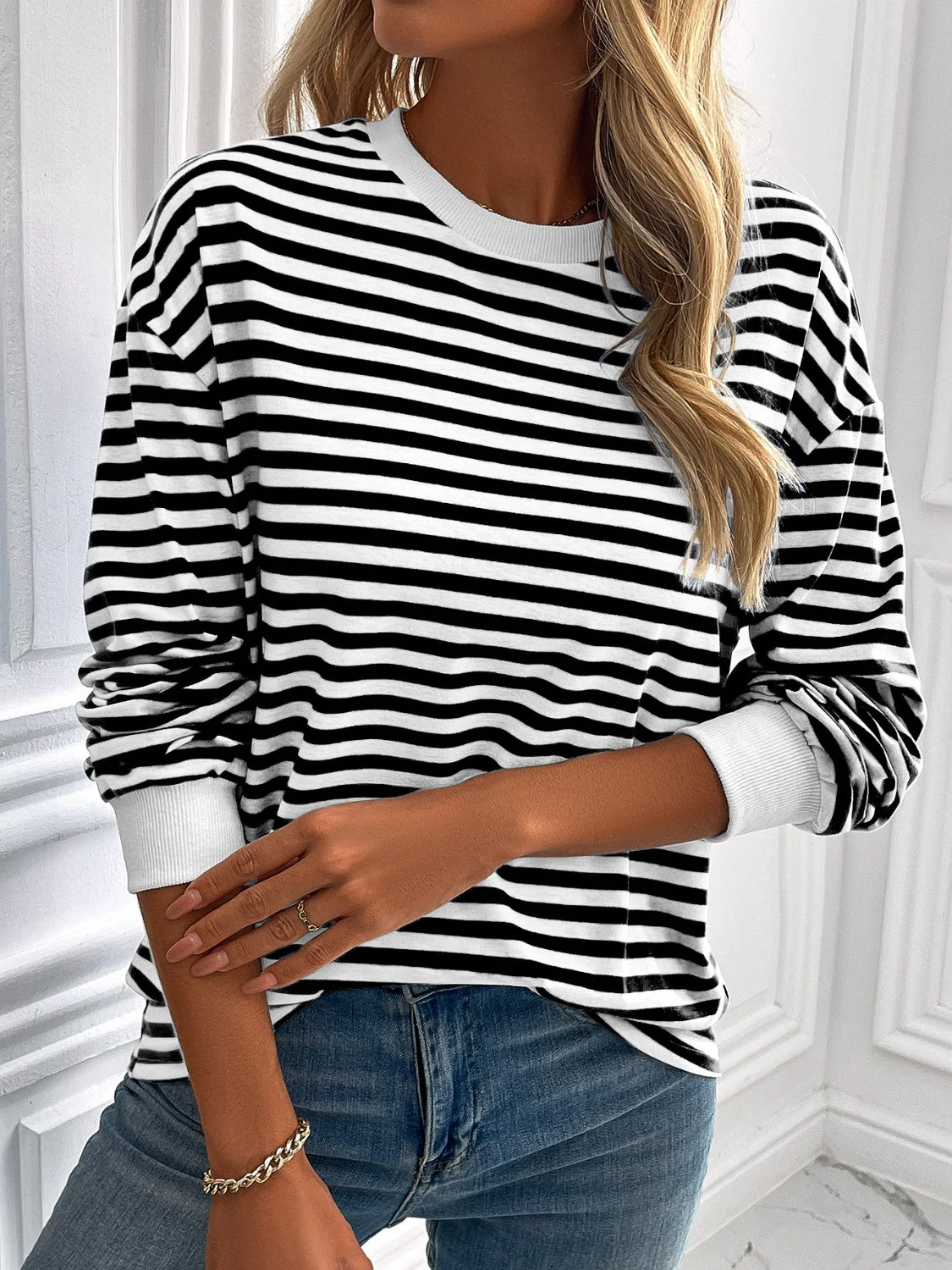 Constance | Ivy Lane striped long sleeve crew neck sweatshirt - Image 15