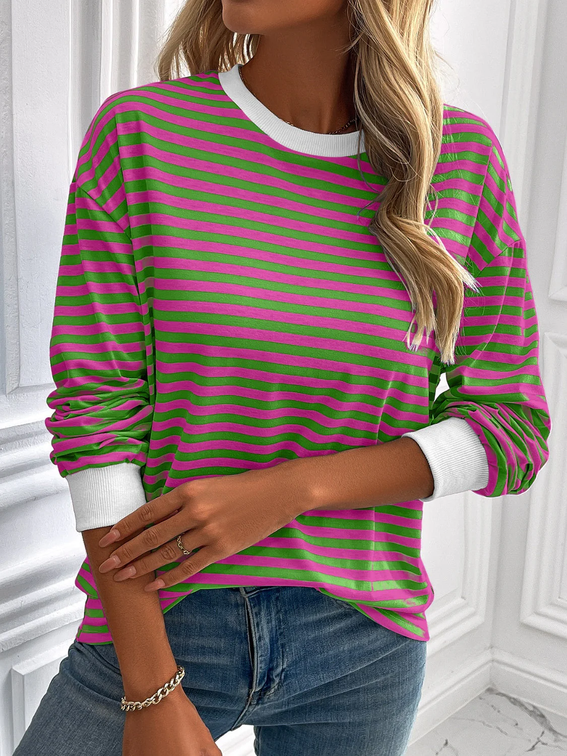 Constance | Ivy Lane striped long sleeve crew neck sweatshirt - Image 22