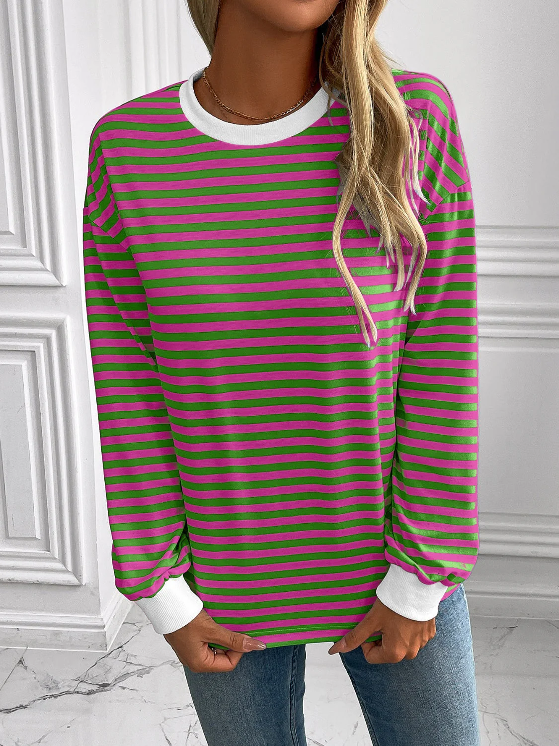 Constance | Ivy Lane striped long sleeve crew neck sweatshirt - Image 24