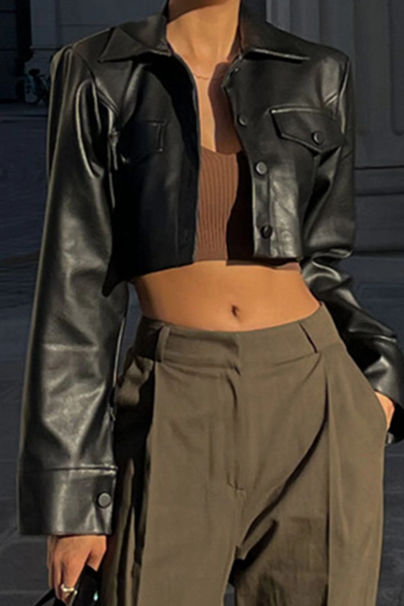 Cristina | Black short leather jacket - Image 2