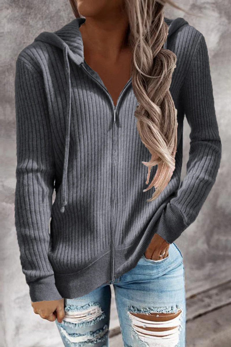 Cristina | Casual cardigans with zip and hooded collar - Image 4