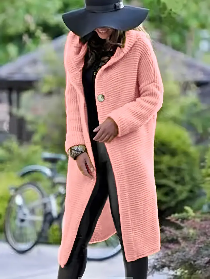 Cristina | Long knitted cardigan with hood - Image 19