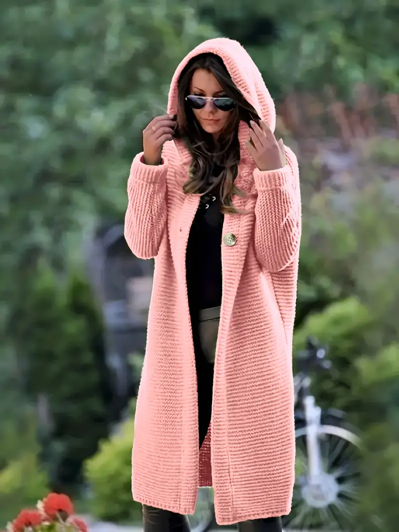 Cristina | Long knitted cardigan with hood - Image 22