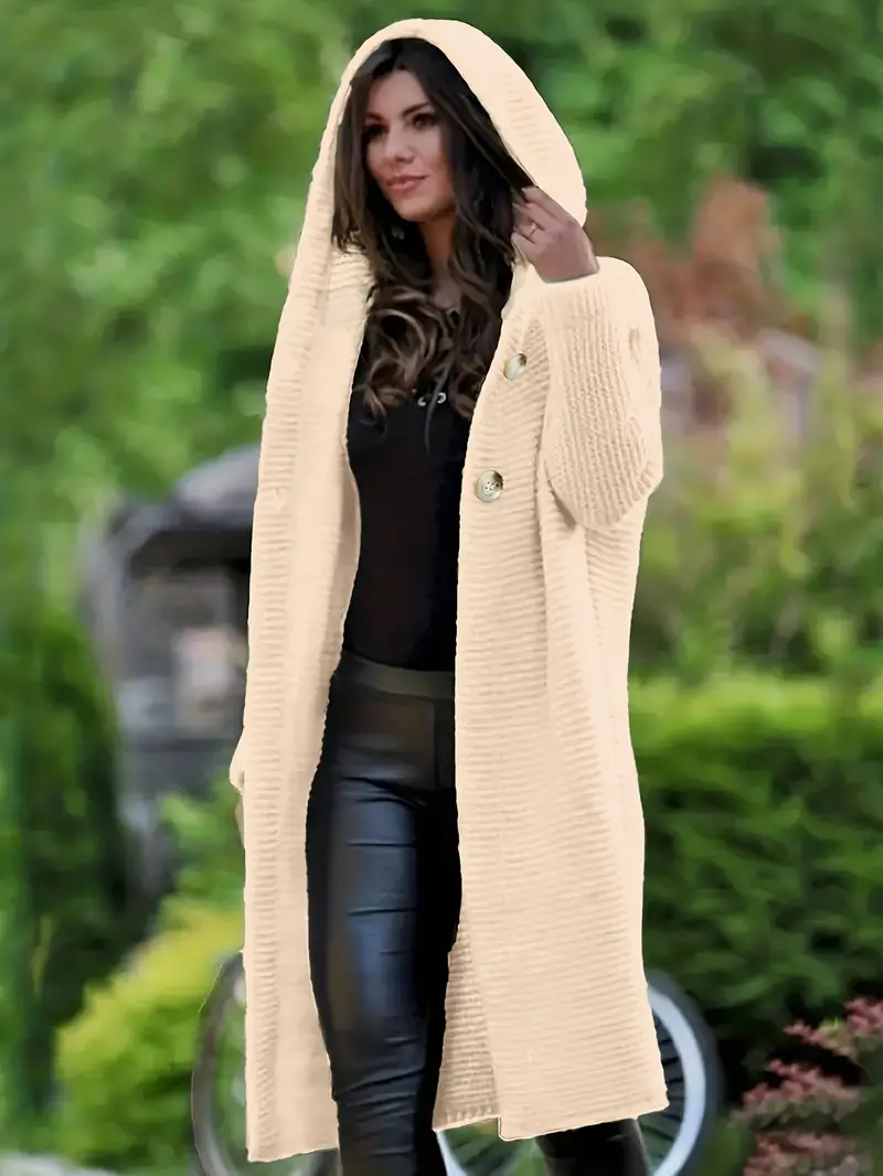 Cristina | Long knitted cardigan with hood - Image 7