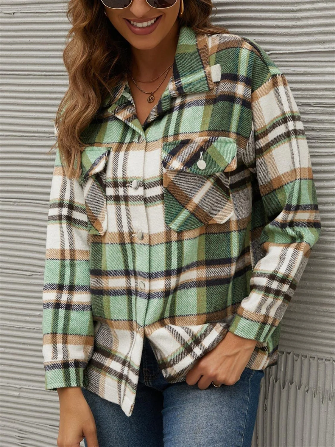 Dafne | Checked, long-sleeved jacket with a collar - Image 3