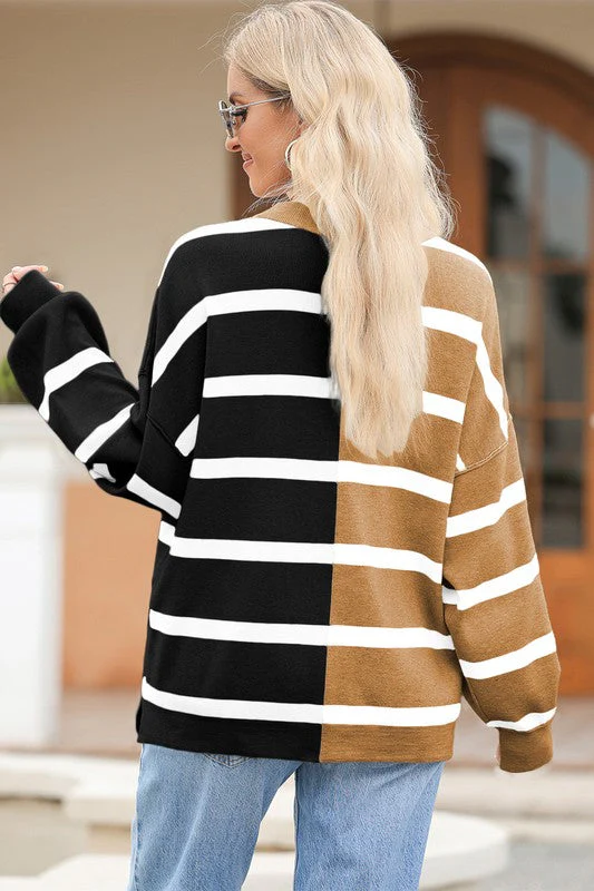Dafne | Striped color block sweater with dropped shoulders - Image 8