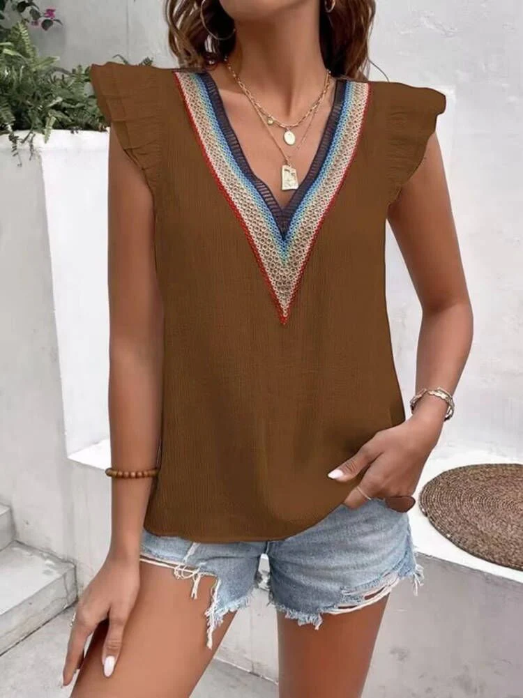 Dalia® | Women'S Blouse With Colorful V-Neck And Ruffle Details - Image 10