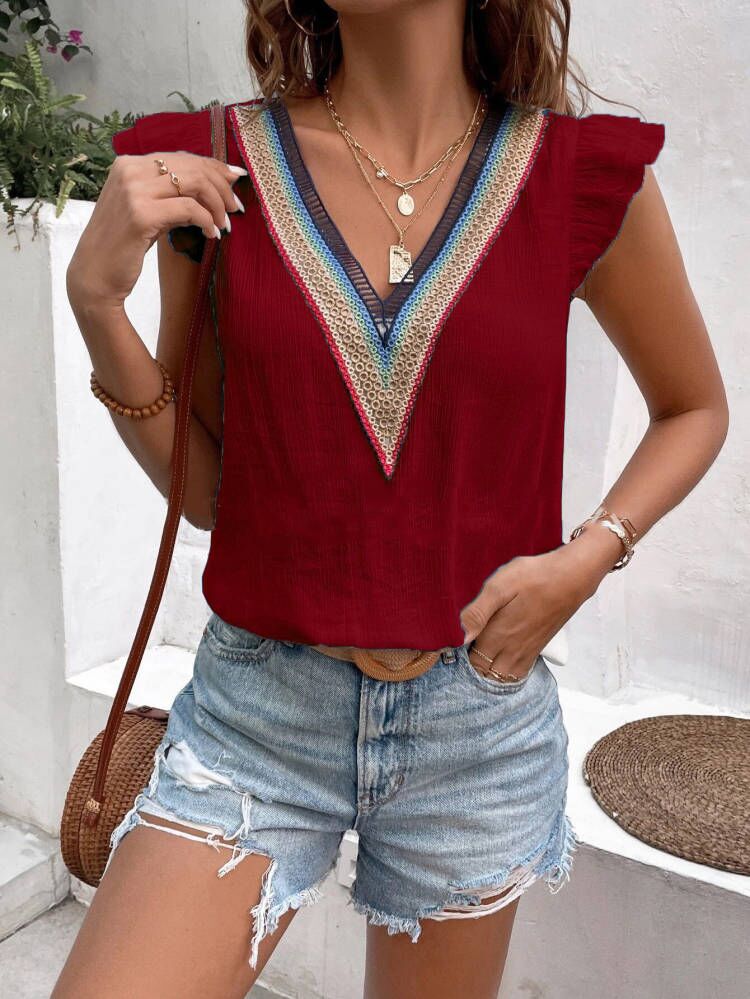 Dalia® | Women'S Blouse With Colorful V-Neck And Ruffle Details - Image 9