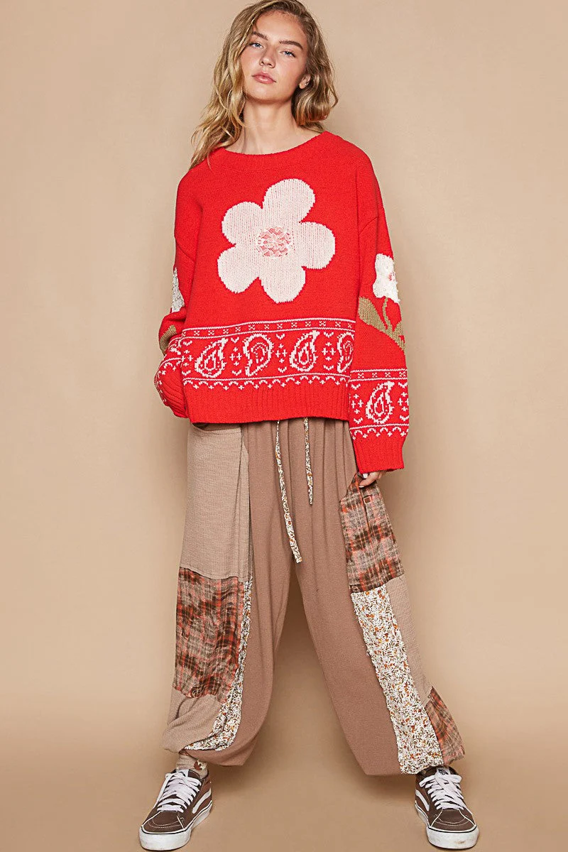 Daniela | POL long-sleeved sweater with floral lace patch - Image 5