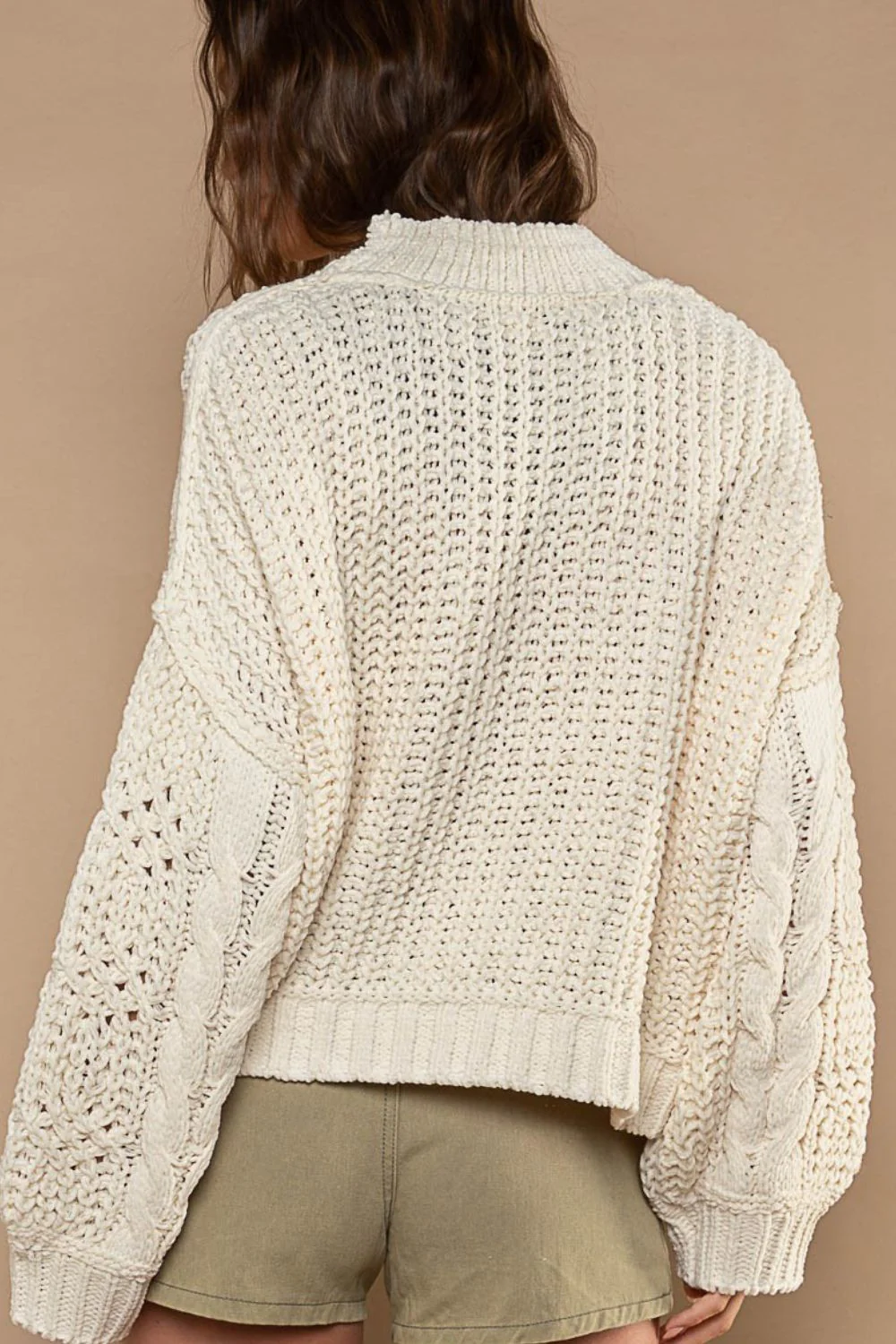 Daniela | Sweater with stand-up collar and cable knit - Image 3