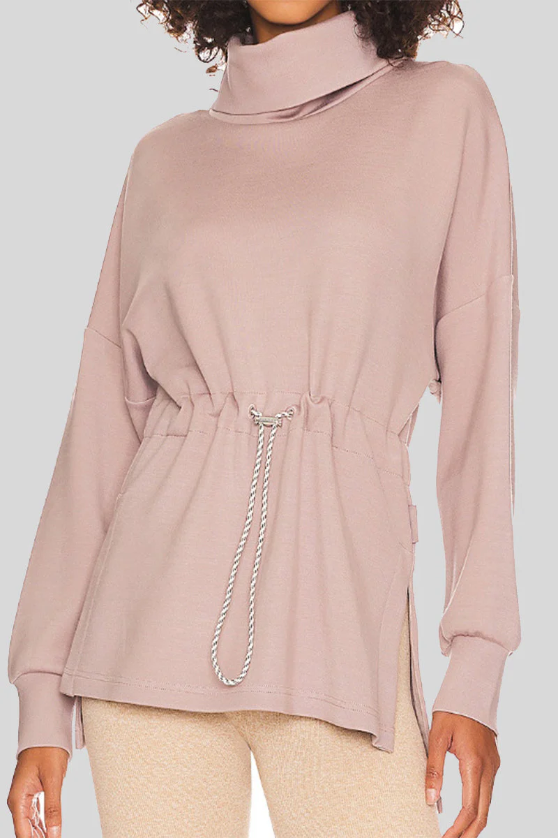 Danna | Casual solid color drawstring half turtleneck sweaters - Image 2