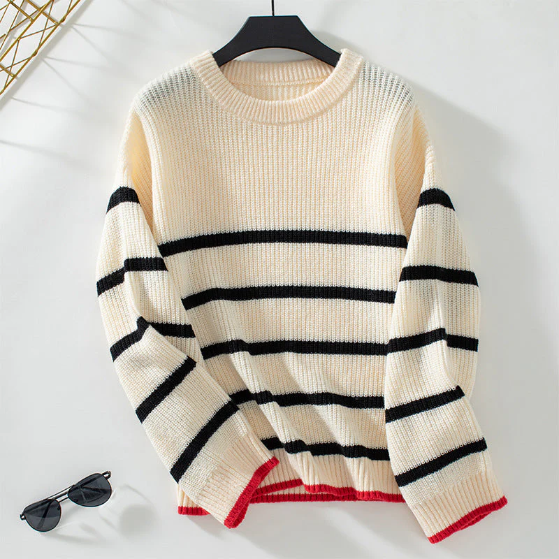 Delfina | Classic knitted sweater with a striped pattern - Image 4