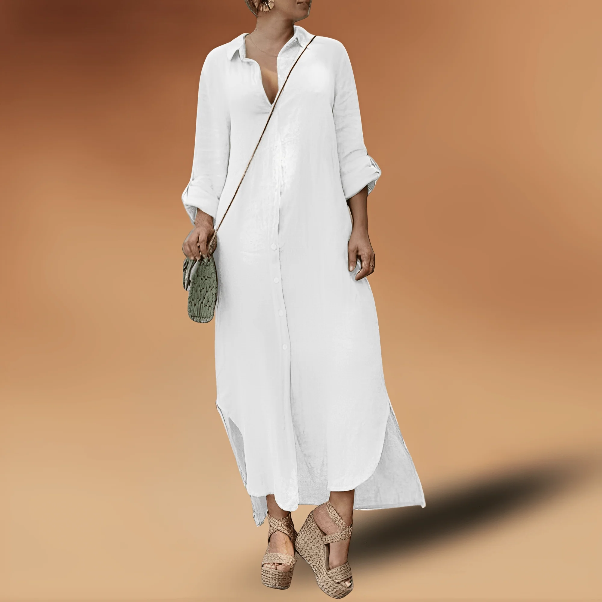 Diana® | Elegant Long Linen Dress - Image 2