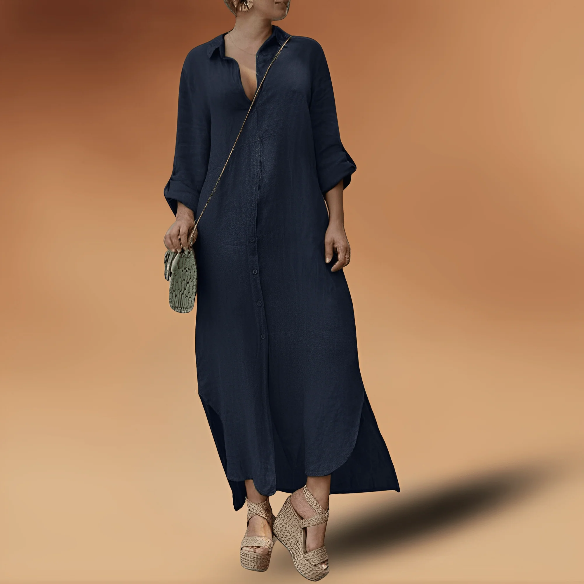 Diana® | Elegant Long Linen Dress - Image 4