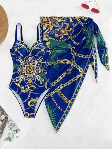 Diana® | Elegant Sleeveless Swimwear With A Blue Pattern - Image 2