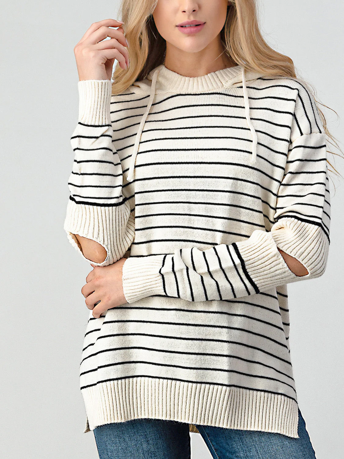 Diana | Shiny striped slit sweater with cutouts - Image 7