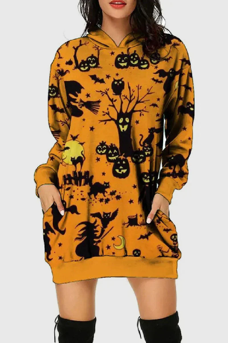 Dolores | Casual printed basic dresses with a hood and long sleeves - Image 6