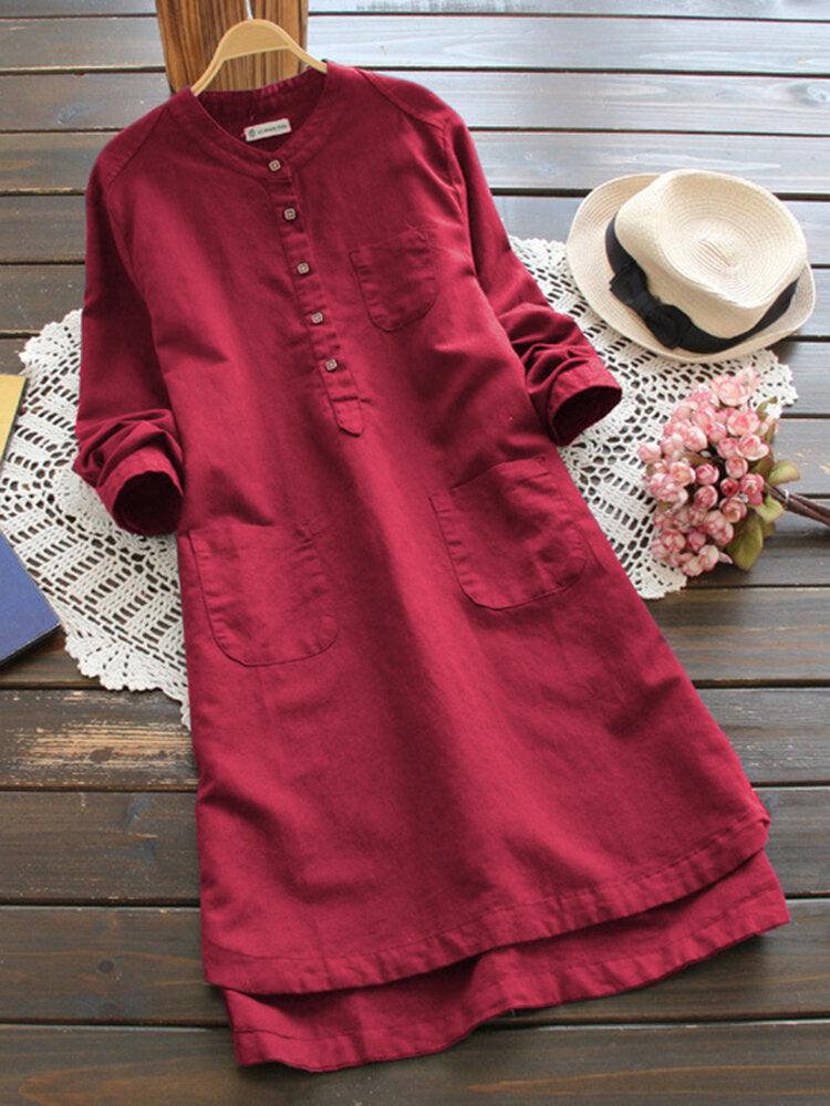 Dominga® | Long Sleeve Button Mini Dresses - Image 2