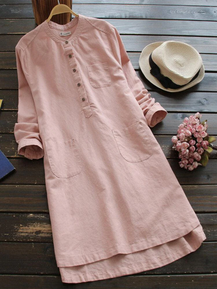 Dominga® | Long Sleeve Button Mini Dresses - Image 3