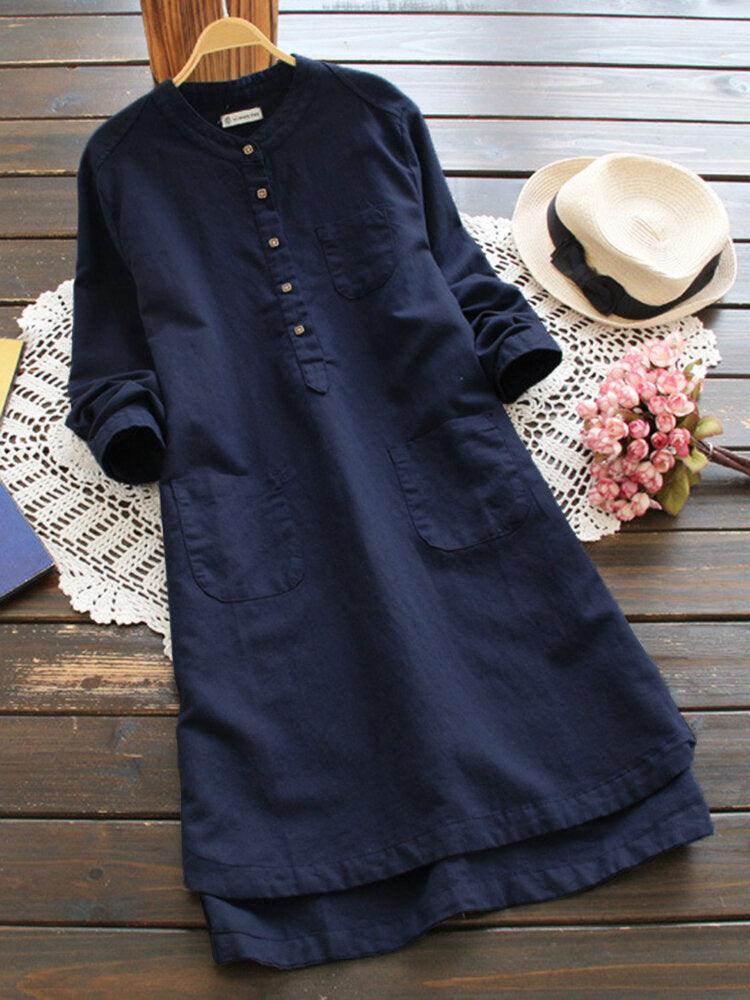 Dominga® | Long Sleeve Button Mini Dresses - Image 4
