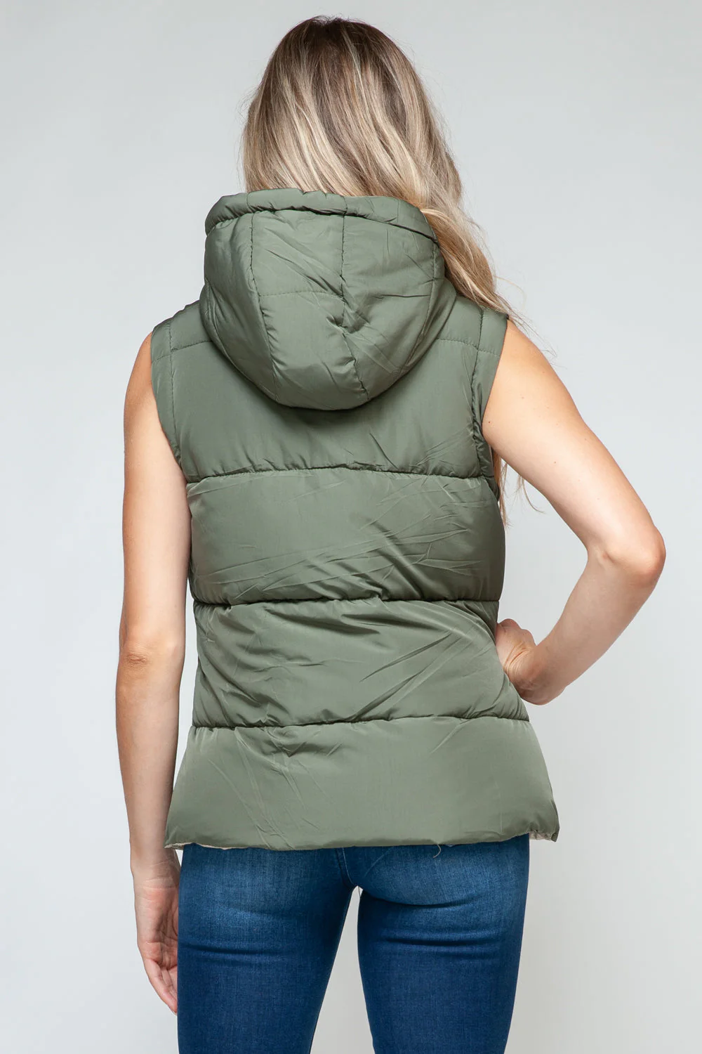Dominique | Snobbish hooded vest with snap and zip fastening - Image 2