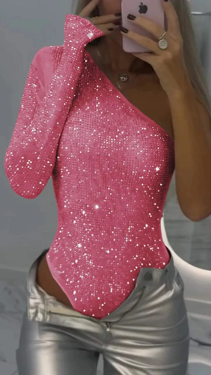 Dominique® | Top with an épaule and sequins with rhinestones - Image 2