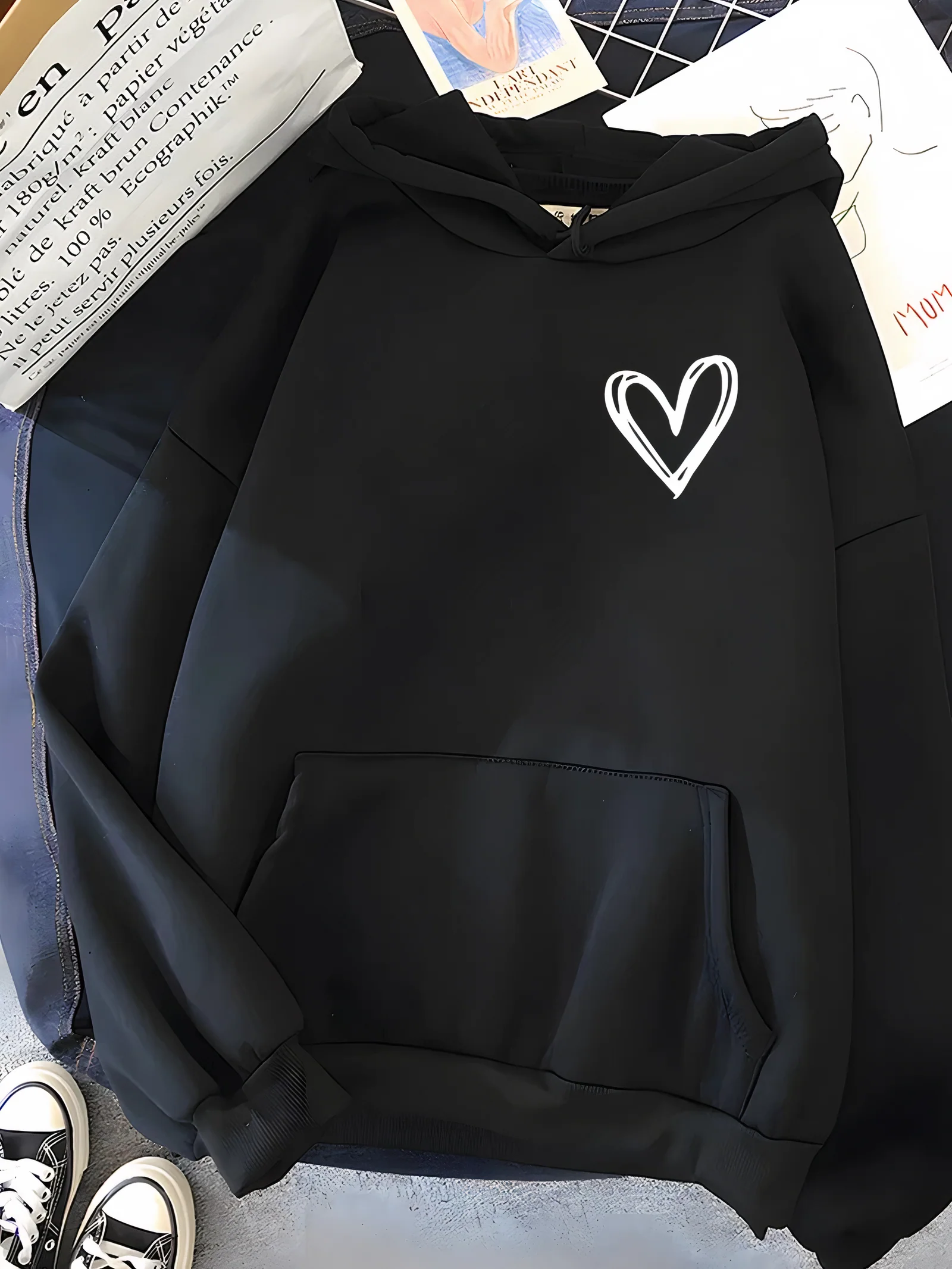 Dora® | Women's heart print hoodie - Image 2