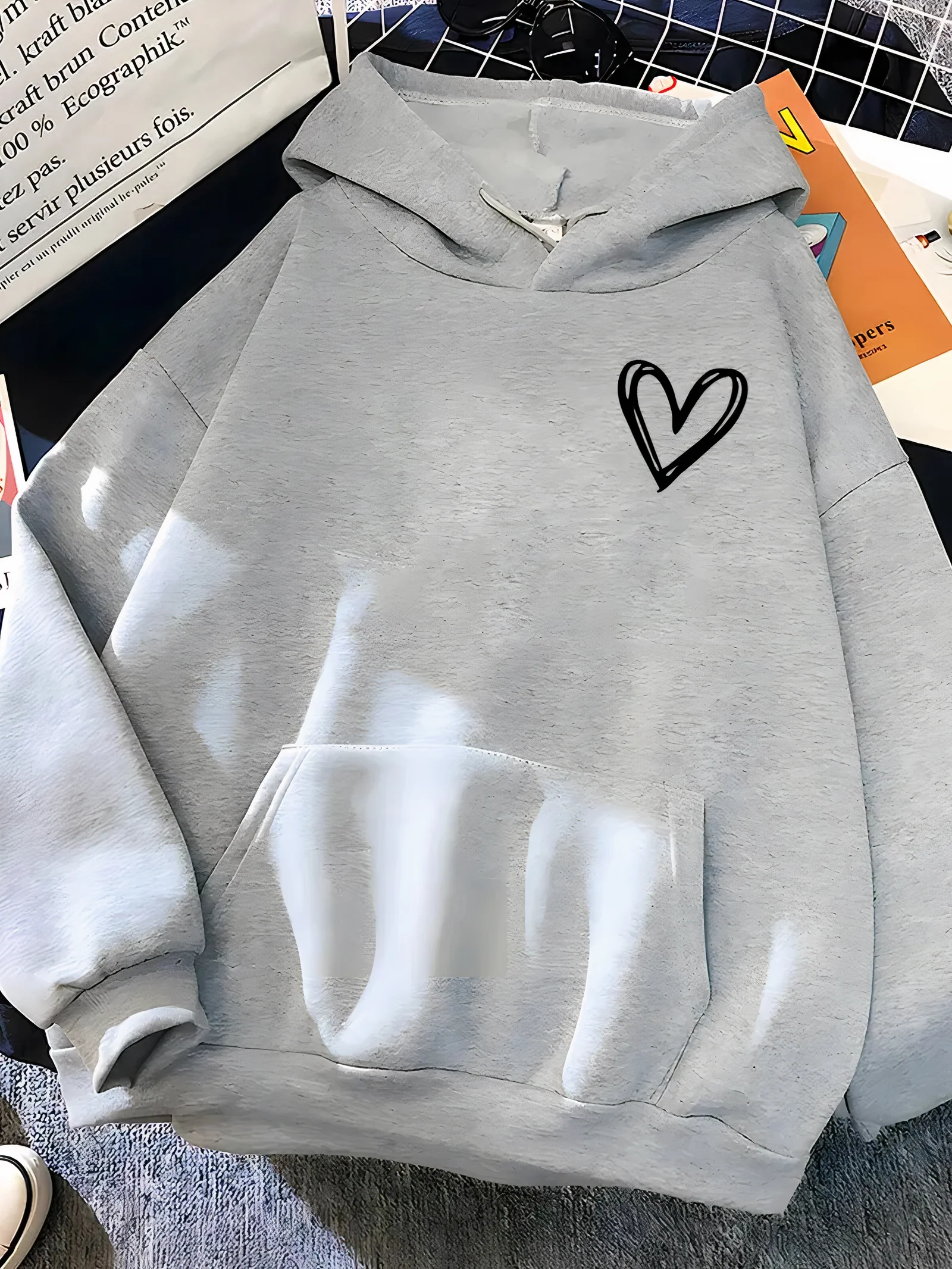 Dora® | Women's heart print hoodie - Image 3