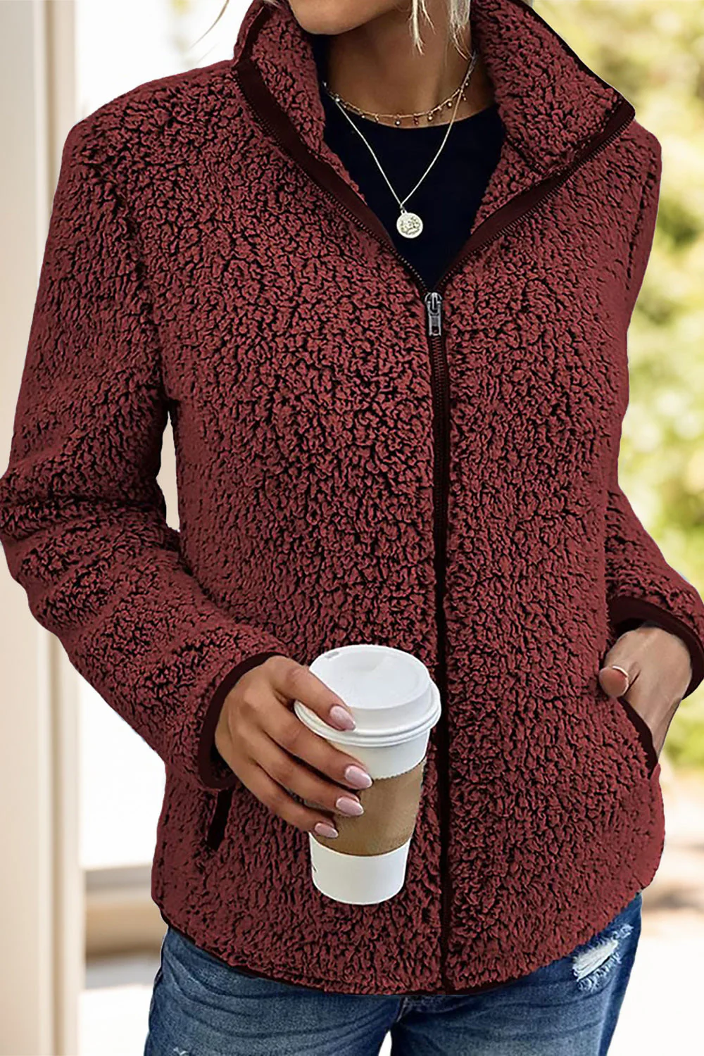 Doris | Turtleneck jacket with zip and pockets - Image 5