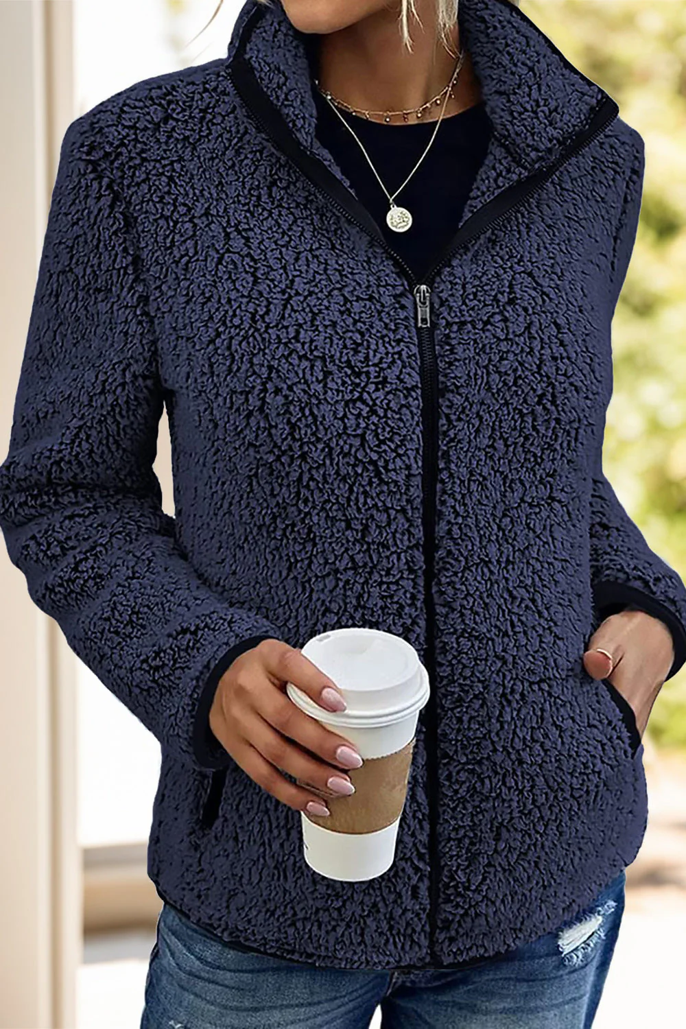 Doris | Turtleneck jacket with zip and pockets - Image 7