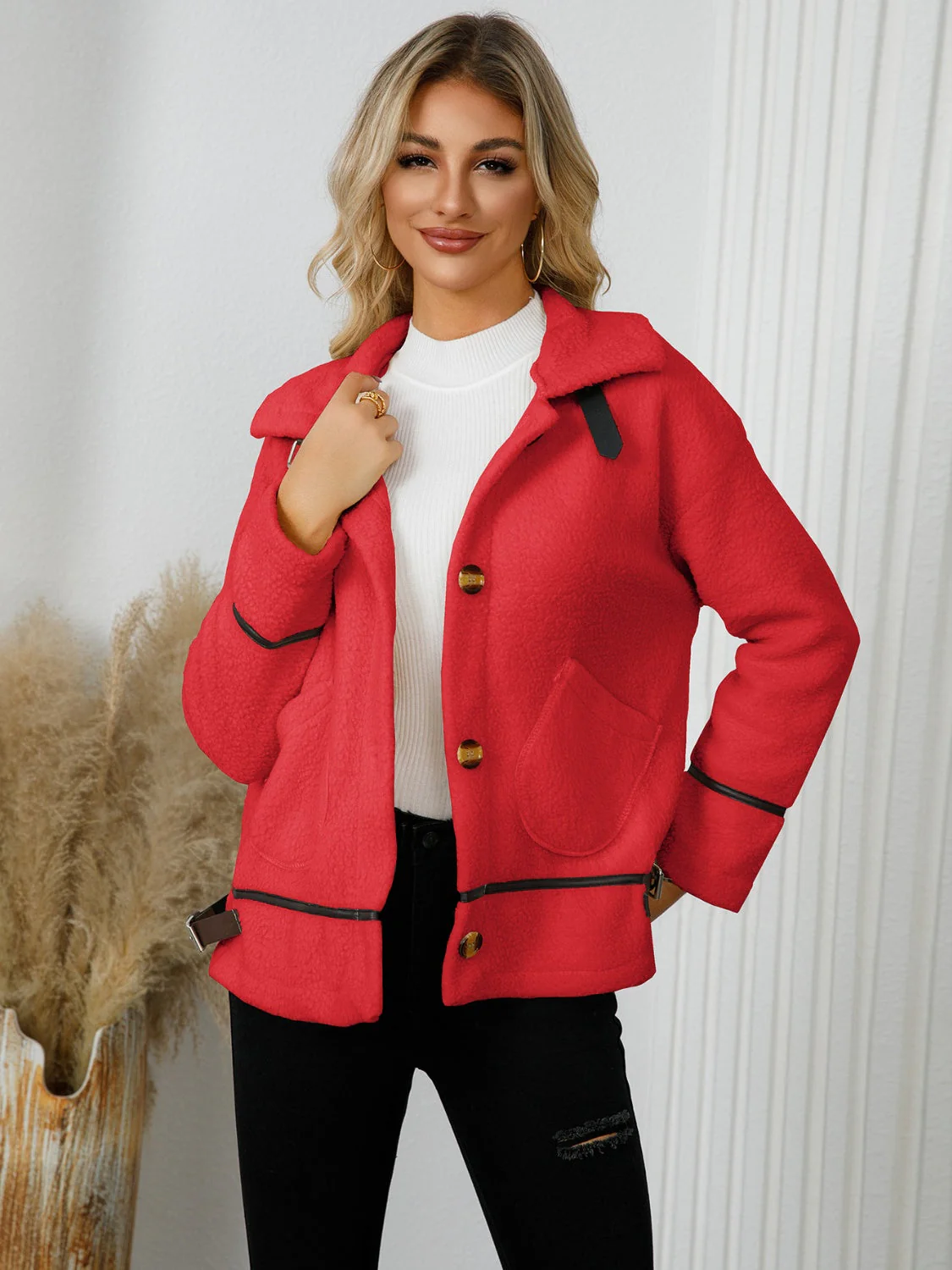 Edith | Jacket with pockets and button placket and collar - Image 7