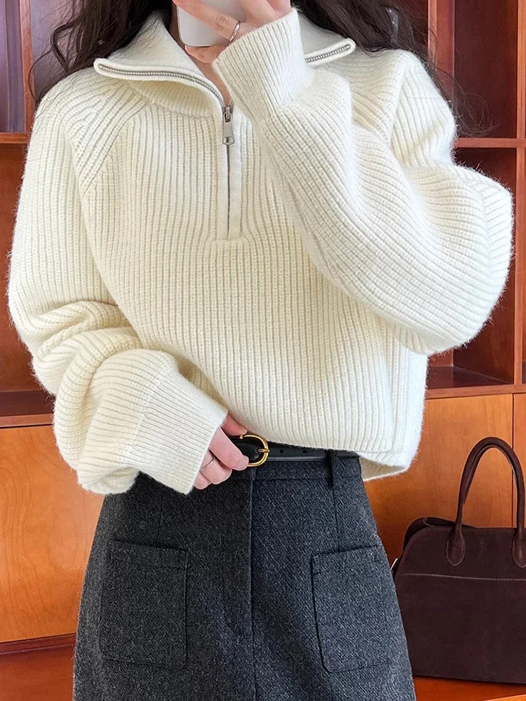 Edna | Sigfrida sweater women's winter autumn short zip - Image 2