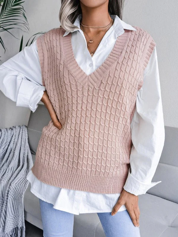 Edna® | Women'S V-Neck Fried Dough Casual Loose Knit Sweater - Image 9