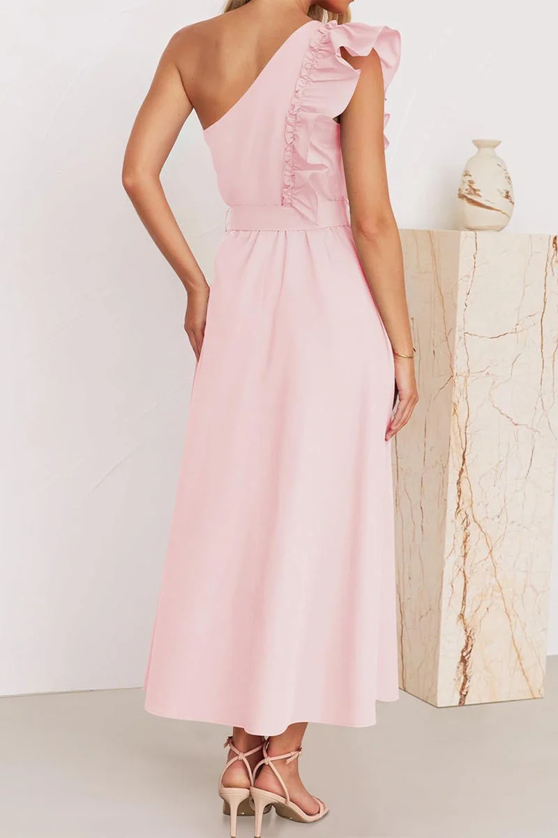 Elda® | Sweet Elegant Solid Color Thread Selvedge Slanted Collar A-Line Dresses (5 Colors) - Image 13