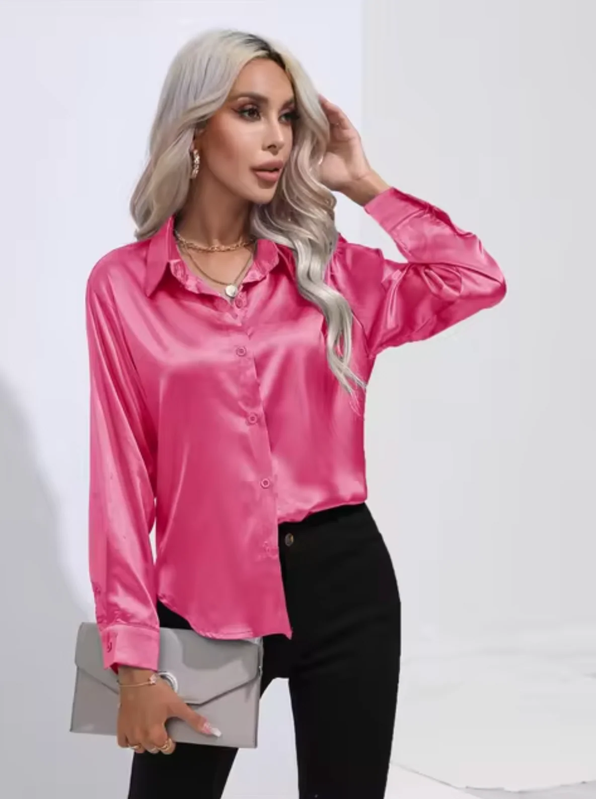 Eleanor® | Long Sleeve Satin Blouse - Image 6