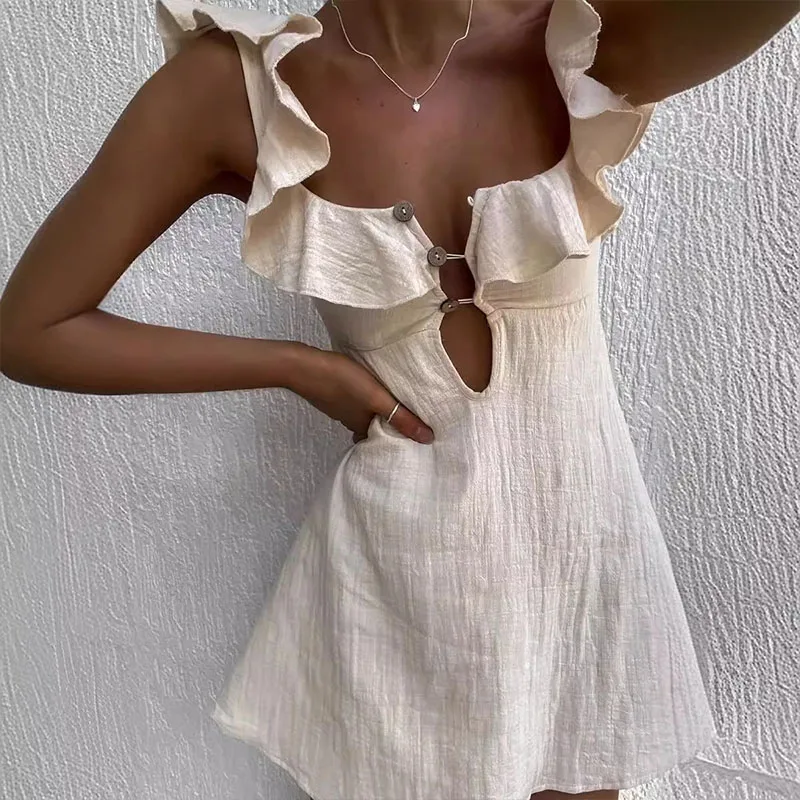 Eleanor® | Women'S Short Summer Dress With V-Neck And Ruffles - Image 4
