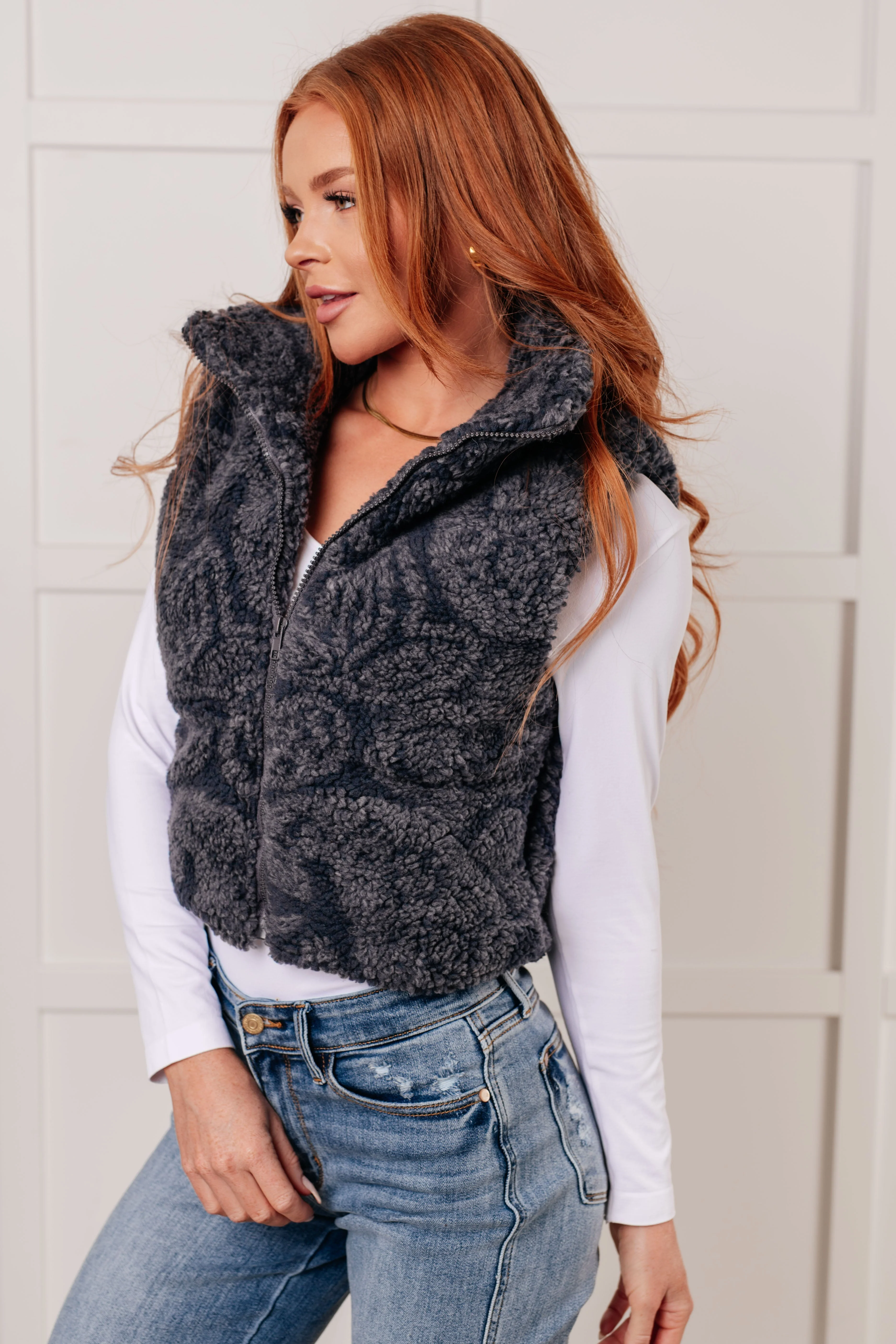 Elena | Just another layer of paisley sherpa print vest - Image 4
