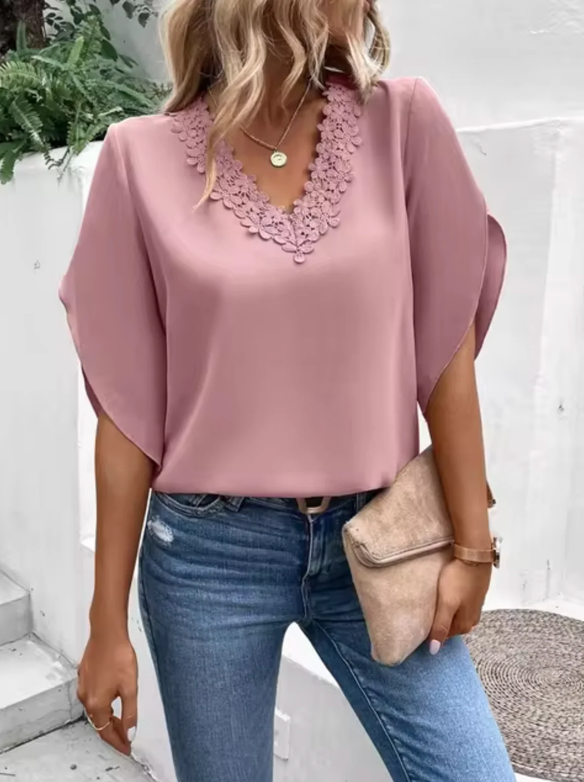 Elena® | Lace V-Neck Shirt - Image 2
