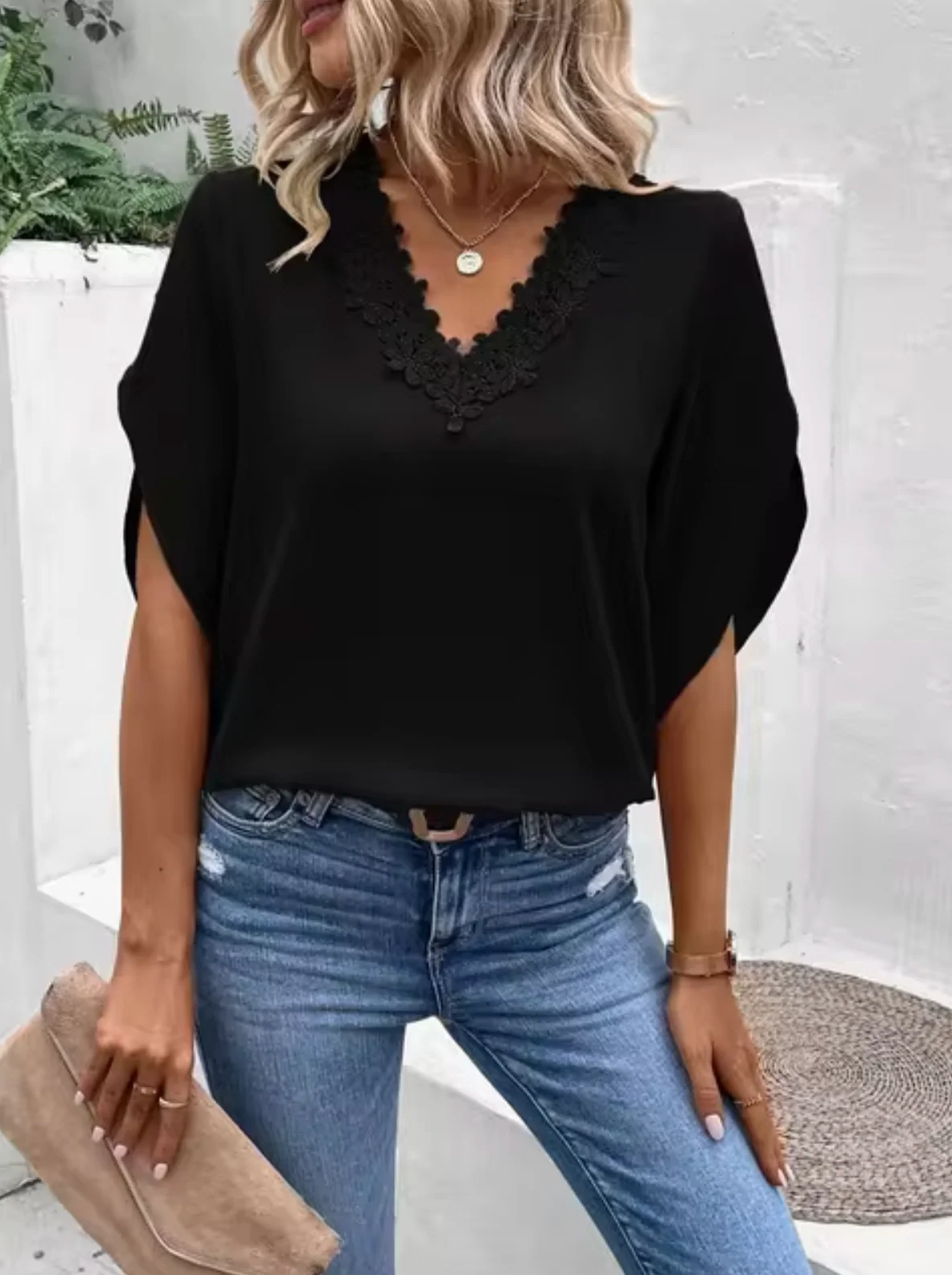 Elena® | Lace V-Neck Shirt - Image 4
