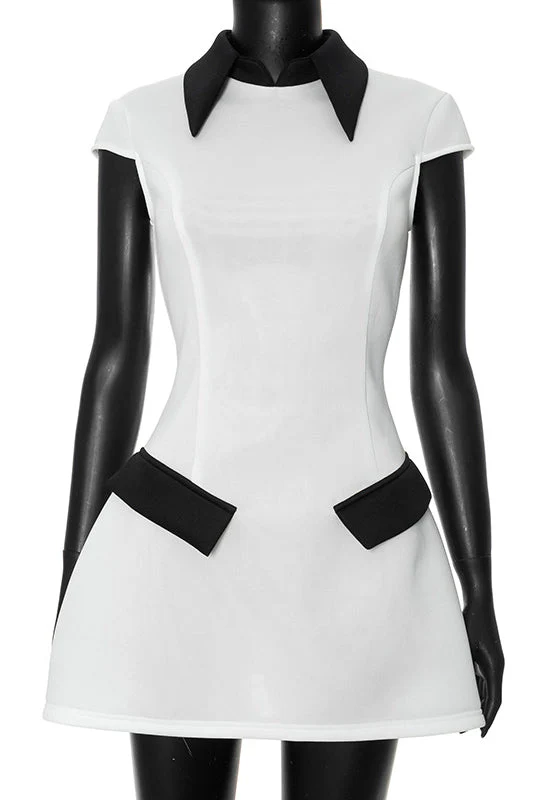 Elena® | Polyester Cap Sleeve Mini Dress With Contrasting Colour - Image 5