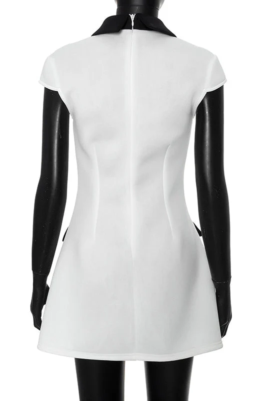 Elena® | Polyester Cap Sleeve Mini Dress With Contrasting Colour - Image 7