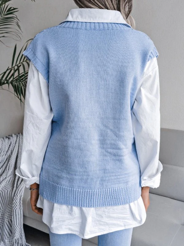 Elena® | Women'S V-Neck Hollow Diamond Casual Knitted Vest Sweater - Image 2